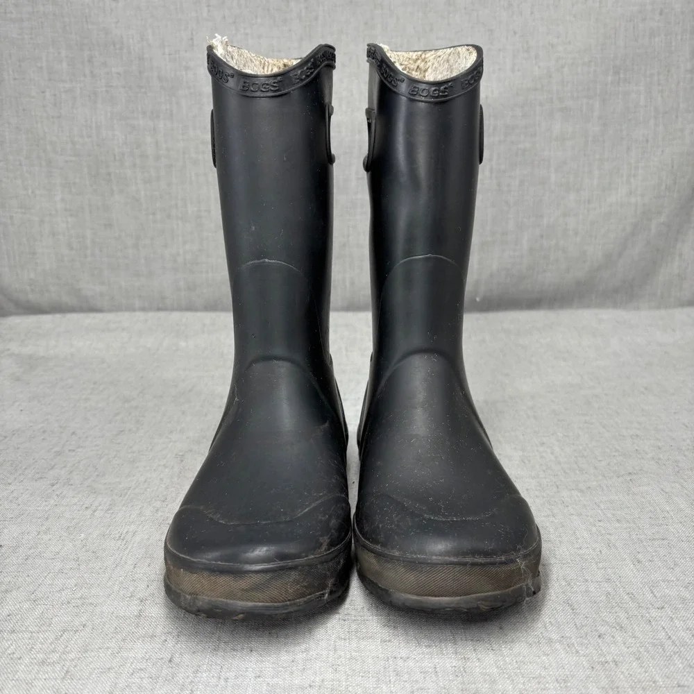 Bogs Unisex Black Plush Lined Rain Boot Snow Boot Waterproof Youth Size 3‎